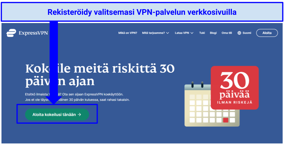 Screenshot of ExpressVPN sign up page