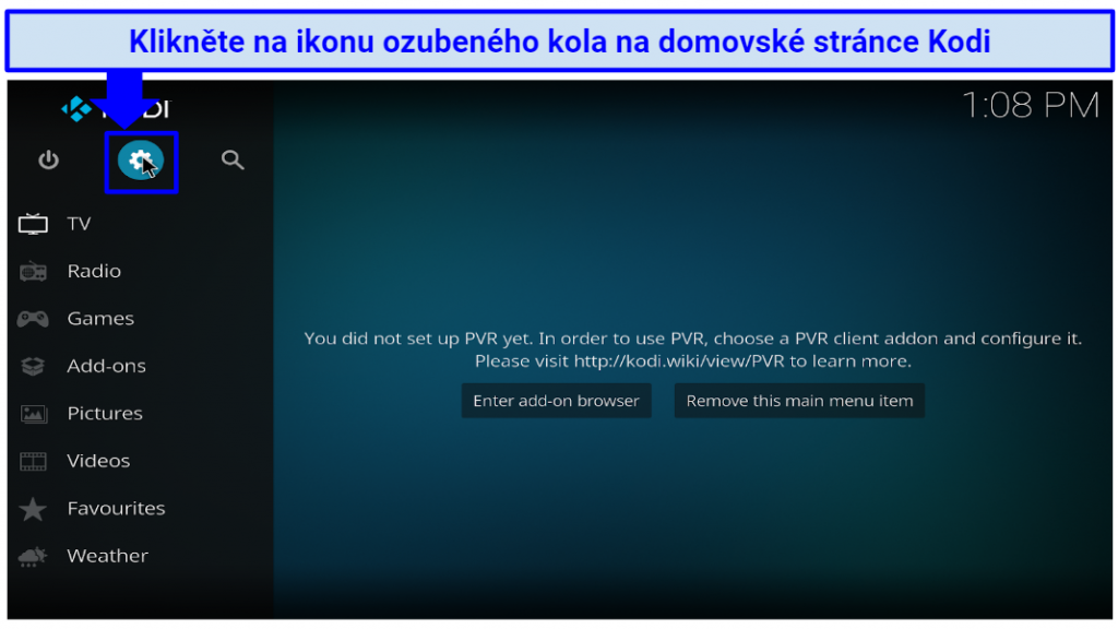 Graphic showing Kodi's gear icon