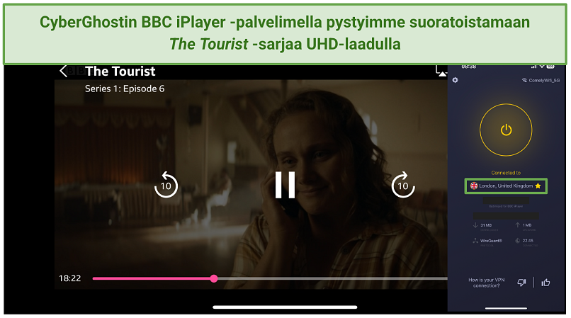 CyberGhost BBC iPlayer London server streaming The Tourist