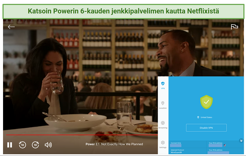 Screenshot of hide.me's free servers accessing US Netflix