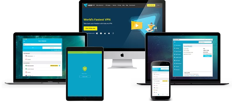 Small assortment of technological devices compatible with hide.me VPN.