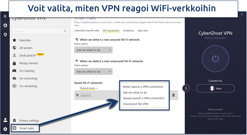 Screenshot showing how to enable Wi-Fi protection